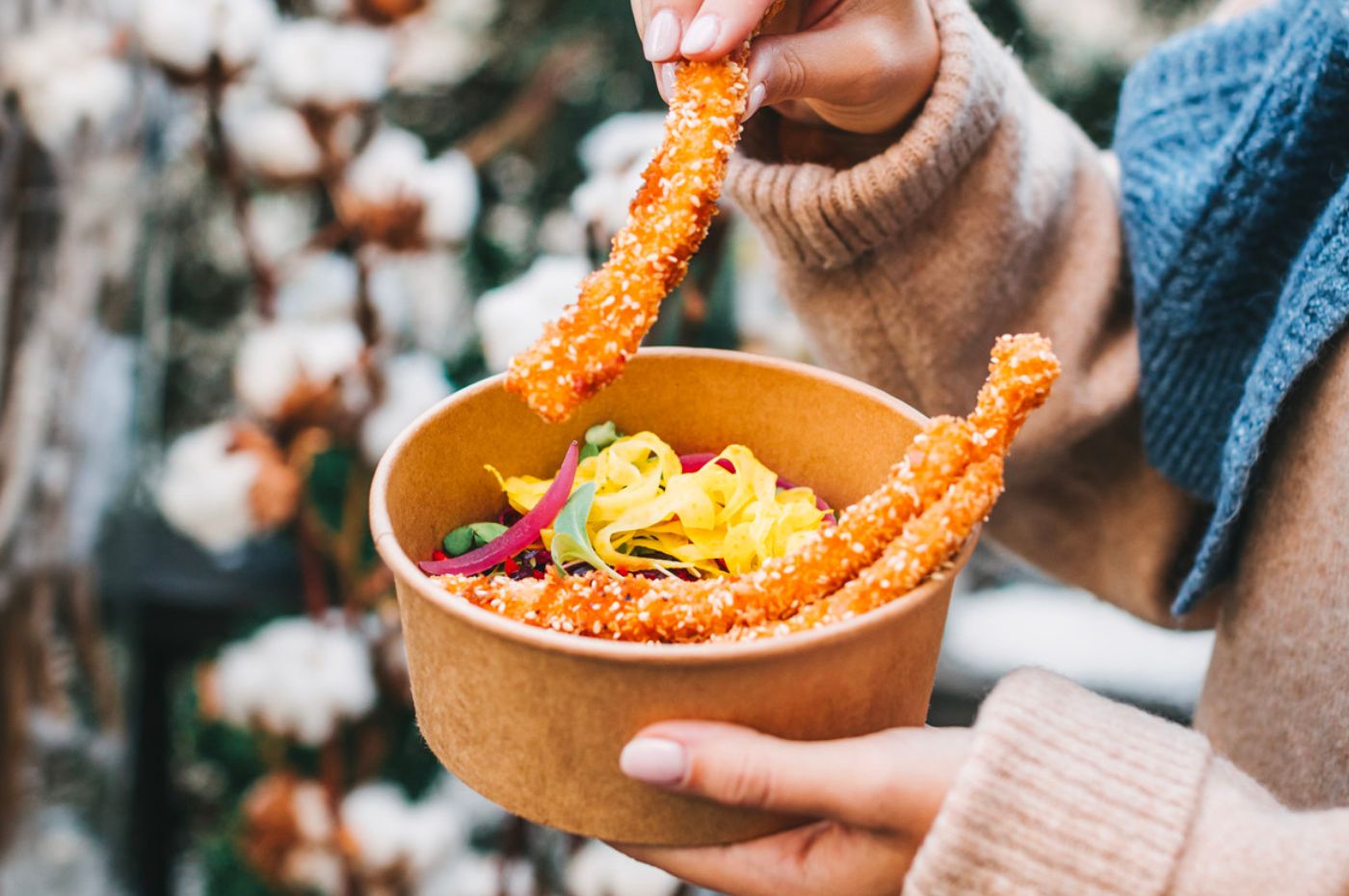 Hrskavi štapići od lososa. 